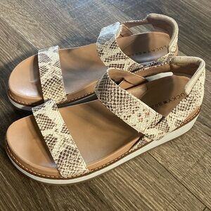 Lucky Brand Snake Print Platform Sandal - Size 7